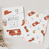 消防車誕生日招待状 招待状