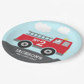 消防車誕生日紙プレート ペーパープレート (アングル)