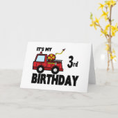 消防車誕生日 カード (黄色い花)