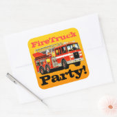 消防車誕生日 スクエアシール (封筒)
