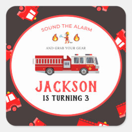 消防車誕生日 スクエアシール