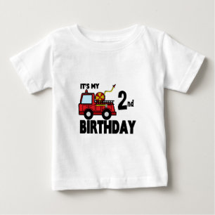 消防車誕生日 ベビーTシャツ