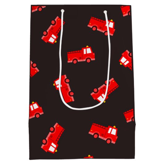 消防車誕生日 ミディアムペーパーバッグ (裏面)