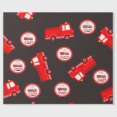 消防車誕生日 ラッピングペーパー (フラット)