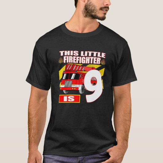 消防車誕生日- 9歳 Tシャツ (正面)
