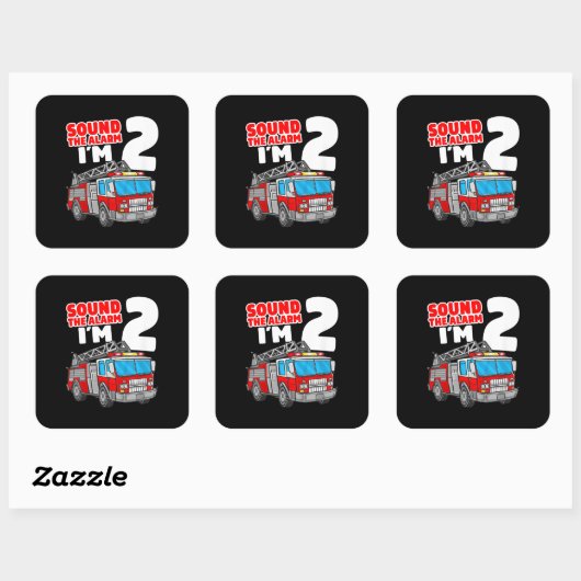 消防車2年の古い消防士2nd誕生日 スクエアシール (シート)