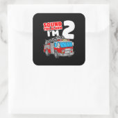 消防車2年の古い消防士2nd誕生日 スクエアシール (バッグ)