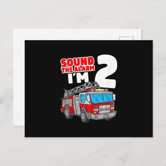 消防車2歳消防士2歳の誕生日 シーズンポストカード (正面/裏面)