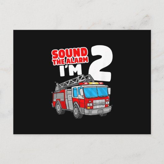消防車2歳消防士2歳の誕生日 シーズンポストカード (正面)