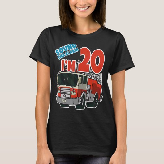 消防車20誕生日消防士の消防車ボーイズTw Tシャツ (正面)