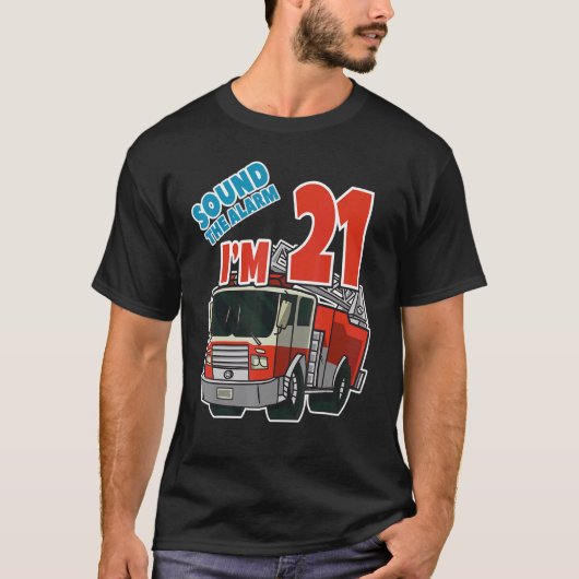 消防車21歳の誕生日消防士の消防車ボーイズTw Tシャツ (正面)