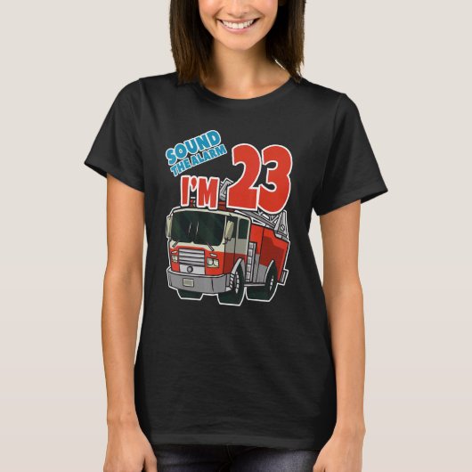 消防車23番誕生日消防士消防車ボーイズTw Tシャツ (正面)