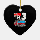 消防車3年生消防士3歳の誕生日 セラミックオーナメント (正面)