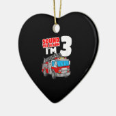 消防車3年生消防士3歳の誕生日 セラミックオーナメント (左)