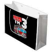 消防車3年生消防士3歳の誕生日 ラージペーパーバッグ (正面アングル)