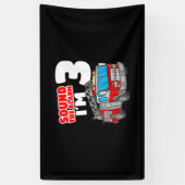 消防車3年生消防士3歳の誕生日 横断幕 (縦)