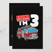 消防車3歳消防士3歳誕生日 シーズンカード (正面/裏面)