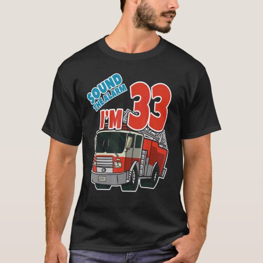 消防車33番誕生日消防士消防車ボーイズTh Tシャツ (正面)