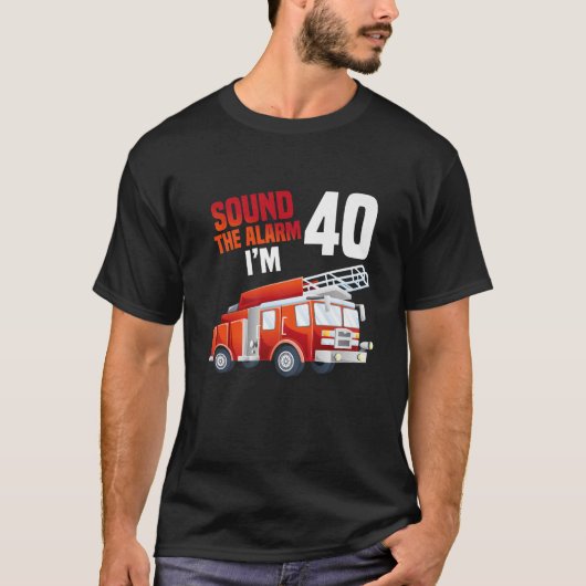 消防車40歳の誕生日ファイヤーテーマ40年 Tシャツ (正面)