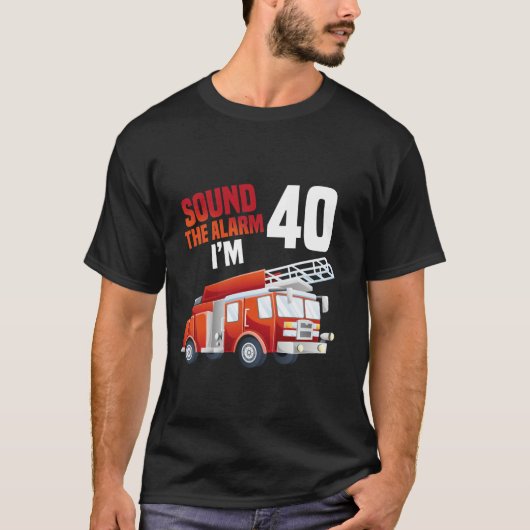消防車40歳の誕生日ファイヤーテーマ40年 Tシャツ (正面)