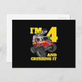 消防車4thバースデーボーイ4消防士ギフト シーズンポストカード (正面/裏面)