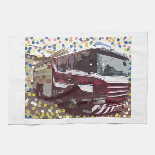 消防車 キッチンタオル (横)