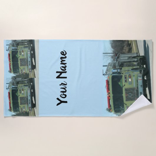 消防車 ビーチタオル (正面)