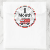 消防車 – ベビー月次シール – 月別 ラウンドシール (バッグ)