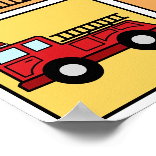 消防車 ポスター (角)