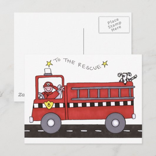 消防車 ポストカード (正面/裏面)