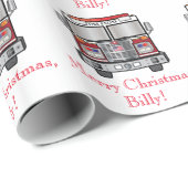 消防車:メリークリスマスネームカスタマイズ可能 ラッピングペーパー (ロールコーナー)