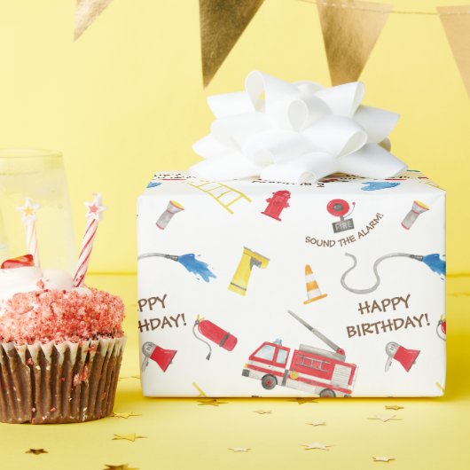 消防車 ラッピングペーパー (誕生日パーティー)