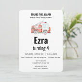 消防車 – 消防士 – 警報誕生日を鳴らす 招待状 (スタンド正面)