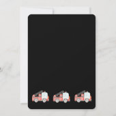 消防車 – 消防士 – 警報誕生日を鳴らす 招待状 (裏面)