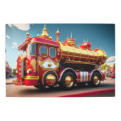 消防車、消防車、キッズルームデコール、赤 メタルプリント (正面)