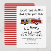 消防車 緊急車 赤いライン 招待状 (正面/裏面)