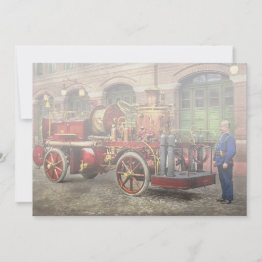消防車 - 1907年の電動ポンプ車 招待状 (正面)