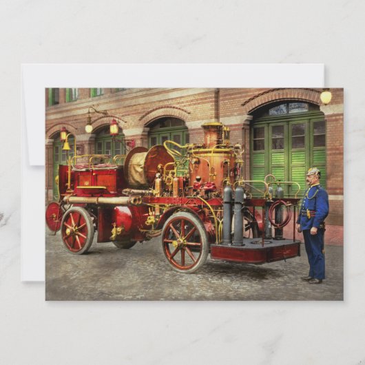 消防車 - 1907年の電動ポンプ車 招待状 (正面)