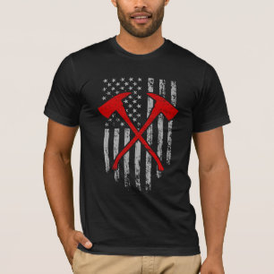 消防軸付きアメリカ国旗 Tシャツ