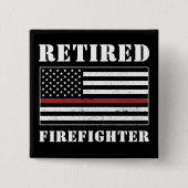 消防退職した士の薄い赤線の退職金 缶バッジ (正面)