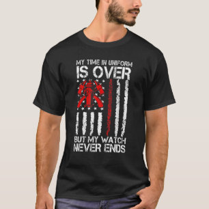 消防退職した士の薄い赤線の退職 Tシャツ