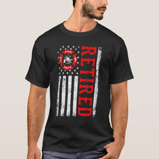 消防退職した士アメリカ国旗の消おもしろい却 Tシャツ (正面)