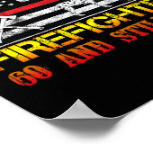 消防退職した士60誕生日薄赤線 ポスター (角)