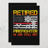 消防退職した士60誕生日薄赤線 招待状 (正面/裏面)