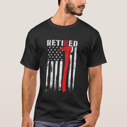 消防退職した士Thin Red line Ax American fla Tシャツ (正面)