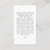 消防隊員の葬儀愛国的な写真祈りの言葉カード コーリングカード (裏面)