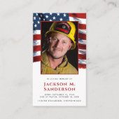 消防隊員の葬儀愛国的な写真祈りの言葉カード コーリングカード (正面)