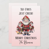 消防隊/消防士のクリスマスパーソナライズされたに シーズンカード (正面/裏面)