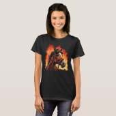 消防馬に乗った馬の消防士 Tシャツ (正面フル)