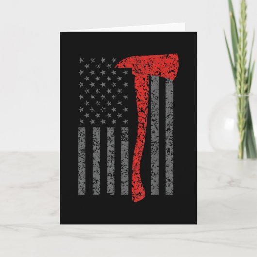 消防、消防士の斧とヘルメット、火 カード (正面)